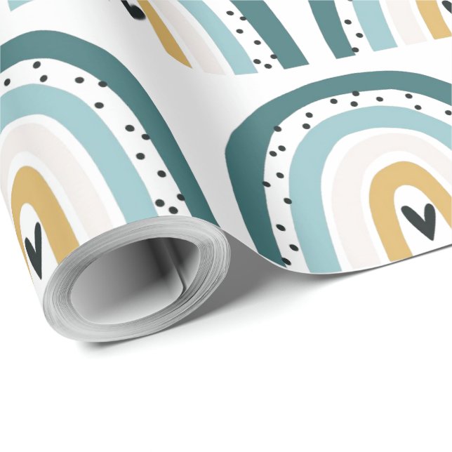 Svälla Pappert - regnbåge med Polka dots + öron Presentpapper (Rulle Hörn)