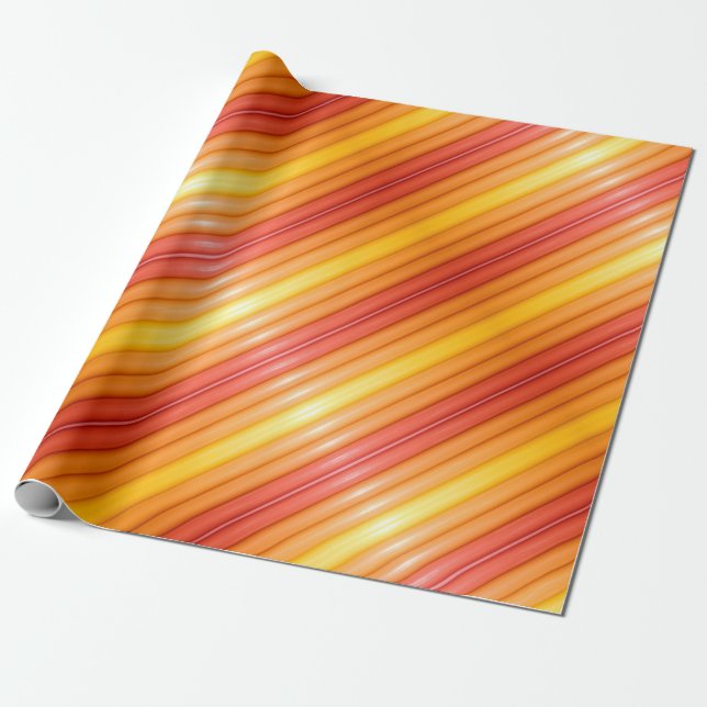 Svälla Pappert - Röd, Orange, Gult Rand Presentpapper (Utrullad)