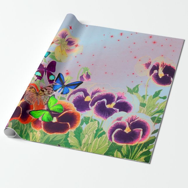 Svälla Pappra PANSIER MED RÖDA STARTOR Presentpapper (Utrullad)