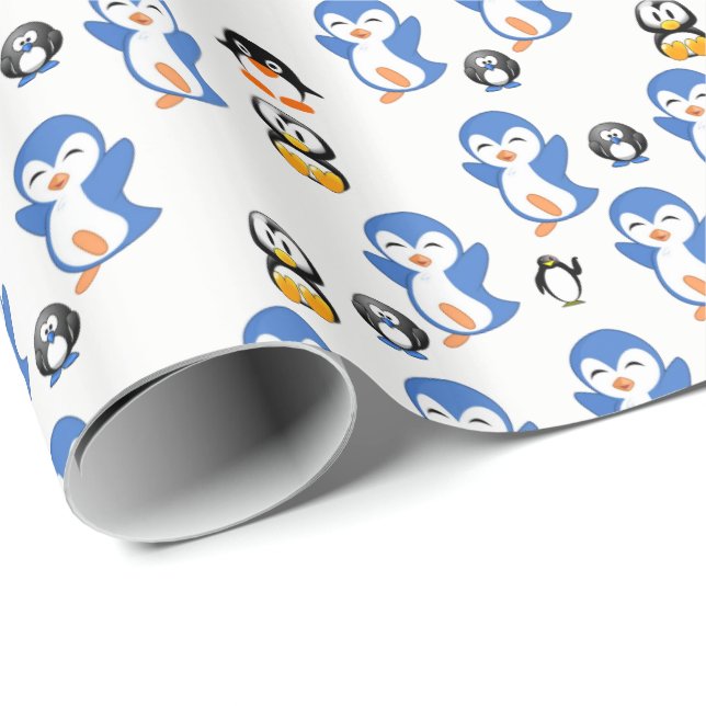 Svälla pappra penguin presentpapper (Rullad Hörn)
