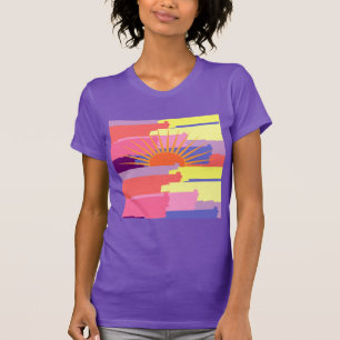 Svällande färgade penseldrag W/Sol Kvinnor i bröst T Shirt