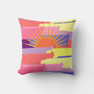 Svällande färgfulla penseldrag W/Sol Dekorativ kud Kudde