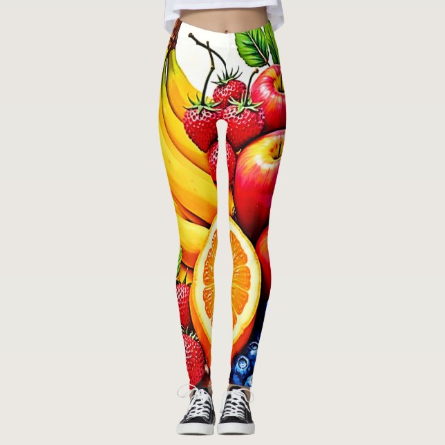 Svällande färsk fruktdesign leggings (Framsida)