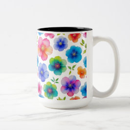 "Svällande genomskinliga vattenfärgsblommor | Blom Två-Tonad Mugg