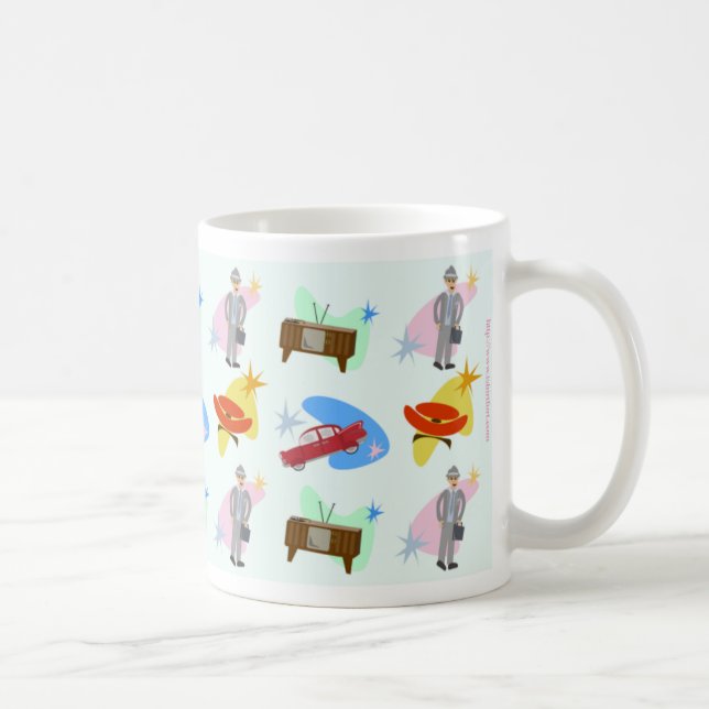 Svällande Liv Kul Sextiotalet Tecknad Mönster  Kaffemugg (Höger)