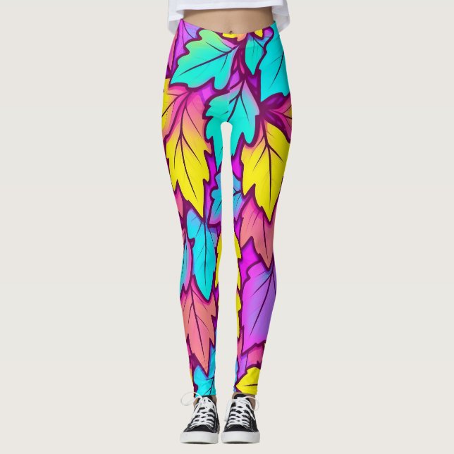 Svällande Löv-färgämnen, natur Leggings (Framsida)