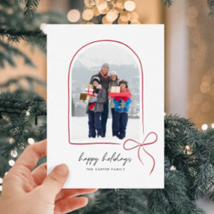 Svälld med Kärlek Red Bow Arch Glad helg Julkort