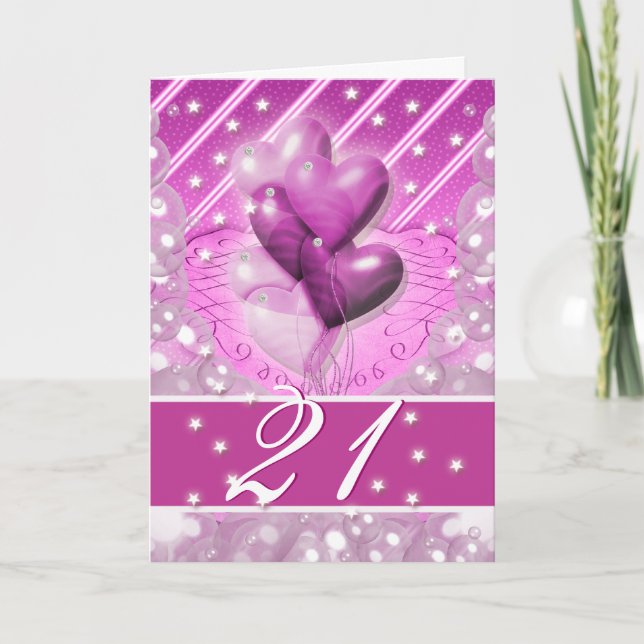 Sväller den 21st födelsedagen för lycklig ljust kort (Framsida)