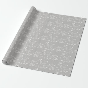 Svällning av Blommigten Papper-Silver & vit Presentpapper