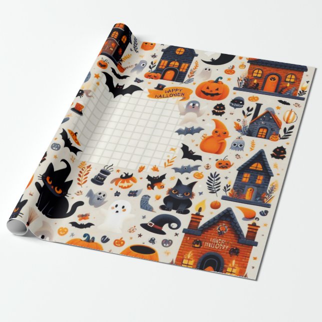 Svällning Papper för Halloween Presentpapper (Utrullad)