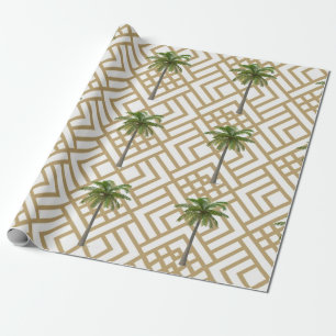 Svällning Papper med Guld Geometric Design och Trä Presentpapper