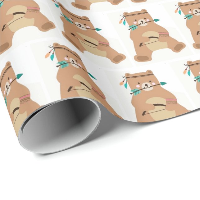 Svällning Papper - Modiga björn Baby Presentpapper (Rullad Hörn)