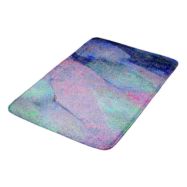 Svällt läder stil med slitfärg, blå toner badrumsmatta (Vinklad)