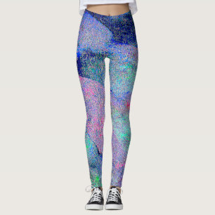 Svällt läder stil med slitfärg, blå toner leggings