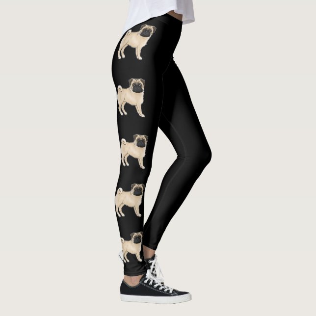 Svalpug mopser hundras söt serieteckning hundar sv leggings (Höger)