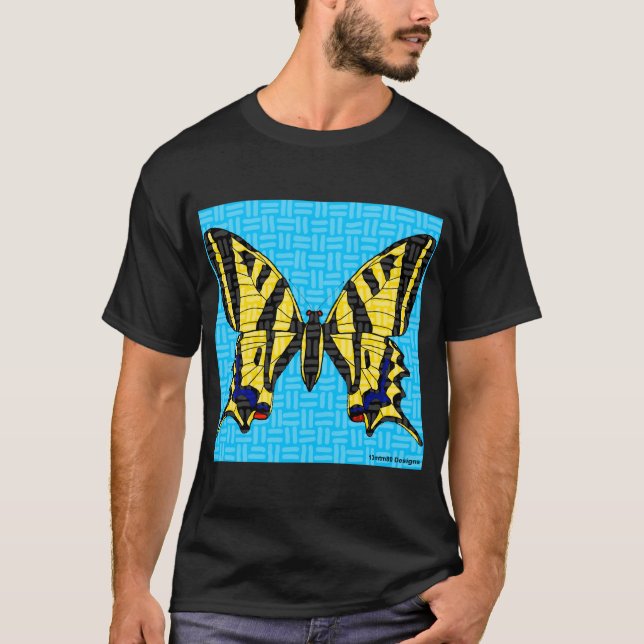 Svalstjärt - Herr T-shirt i mörk grundfärg (Framsida)