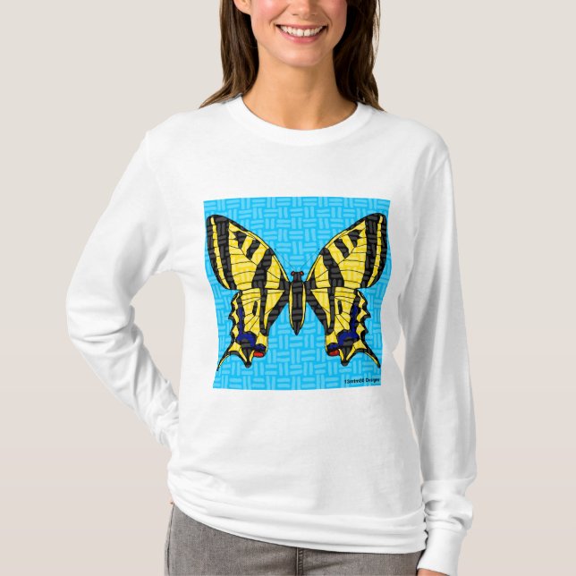 Svalstjärt (vit) - Dam långärmad skjorta T Shirt (Framsida)