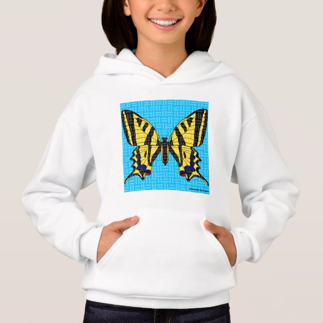 Svalstjärt (vit) - Flickans hoodie T Shirt (Framsida)
