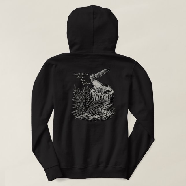 Svält inte, svält systemet - Raven Hoodie (Design baksida)