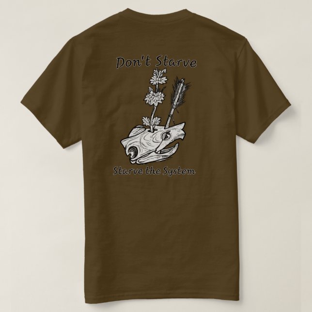Svält inte, svält systemet Sköldpadda T Shirt (Design baksida)