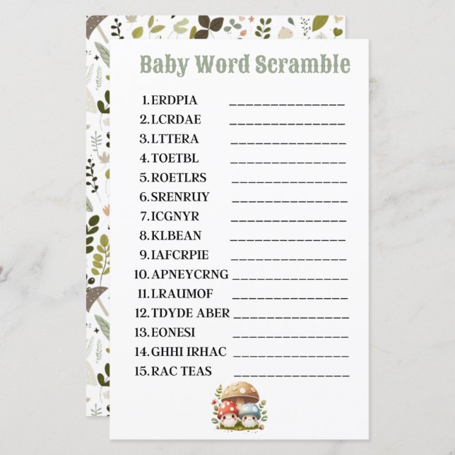 Svamp Baby Ordkryss  (Fram/baksida)