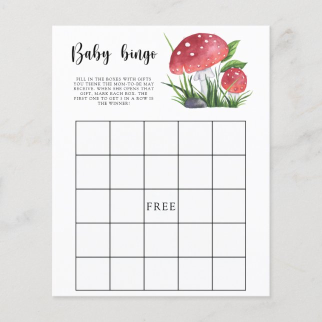 Svamp Baby shower Baby Bingo spel (Framsida)