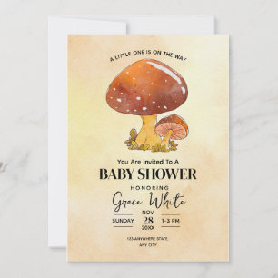 Svamp Baby Shower Skogs Baby Shower minimal Inbjudningar