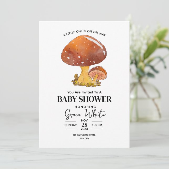 Svamp Baby Shower Skogs Baby Shower minimal Inbjudningar (Stående Fram)