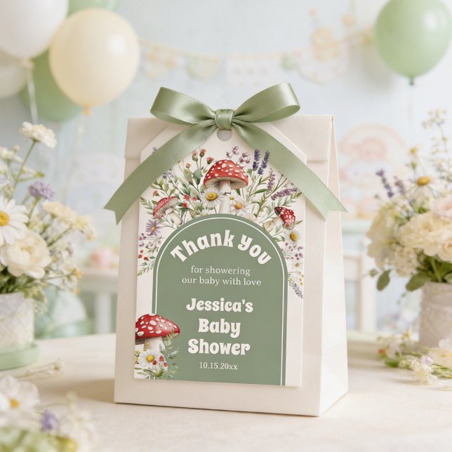 Svamp Baby Shower Tack Gåva Presentetikett (Skapare uppladdad)