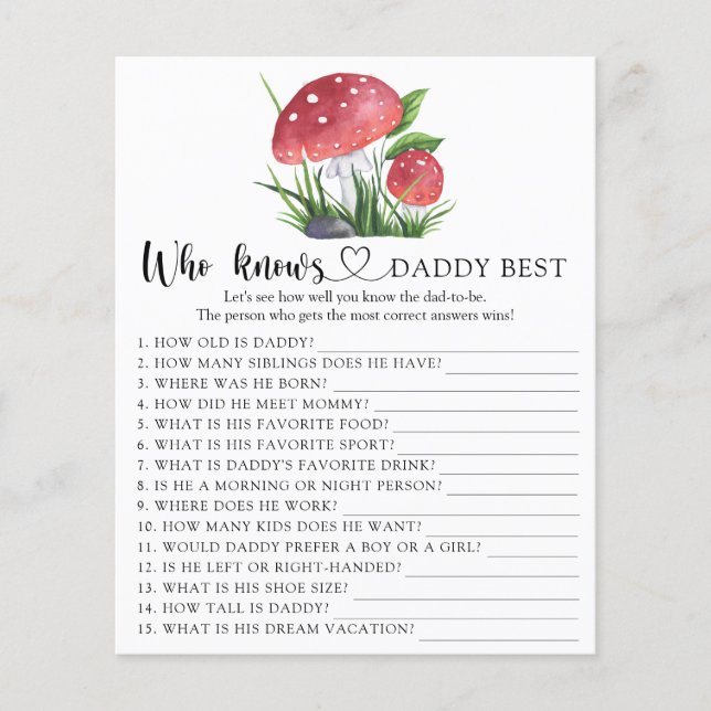 Svamp baby shower Vem vet pappa bäst spel (Framsida)