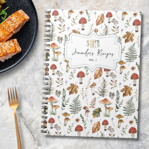 Svamp Botaniskt Mönster Familj Recept Journal Anteckningsbok