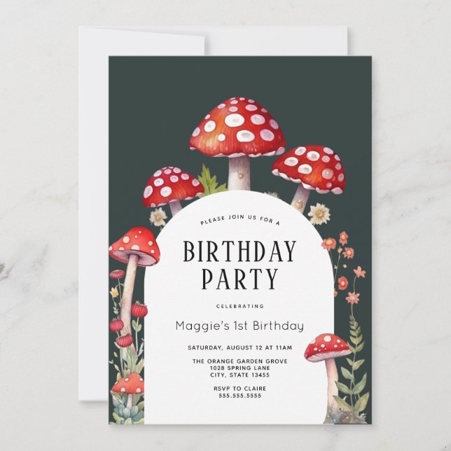 Svamp Cottage Woodland Birthday-inbjudan Inbjudningar (Framsida)