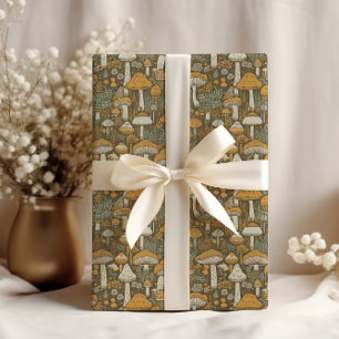 Svamp Cottagecore Retro Brun Presentpapper