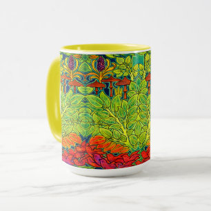 Svamp Fågel Retro Art Nouveau Mönster av Voysey Mugg