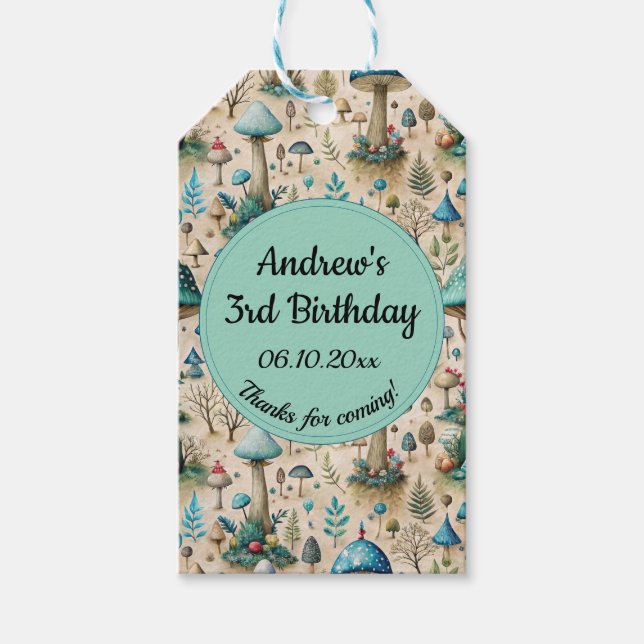 Svamp Fairyland Födelsedagsfest Presentetikett (Framsidan)