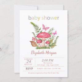 Svamp Fjäril Prickar Baby Shower Inbjudningar