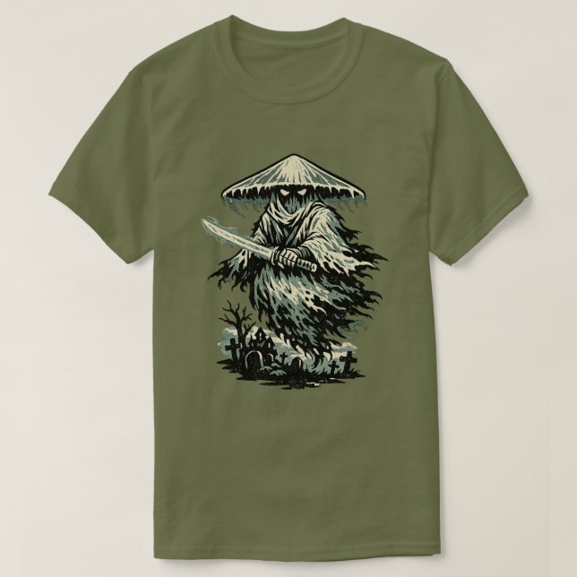 Svamp Ghost Ronin — Halloween Andlig Krigare  T Shirt (Design framsida)
