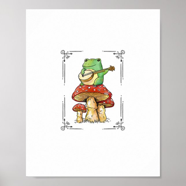 Svamp Groda Goblincore Mykologi Konstnärlig Design Poster (Framsidan)