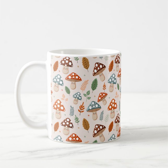 Svamp, Höstfärger, Naturmönster  Kaffemugg (Vänster)