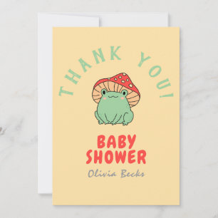 Svamp med groda baby shower tack kort