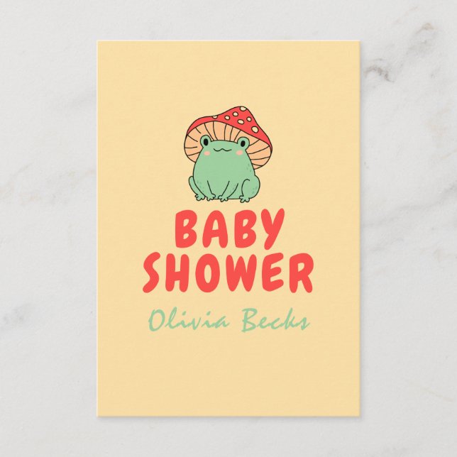 Svamp med groda baby shower tilläggskort (Framsida)