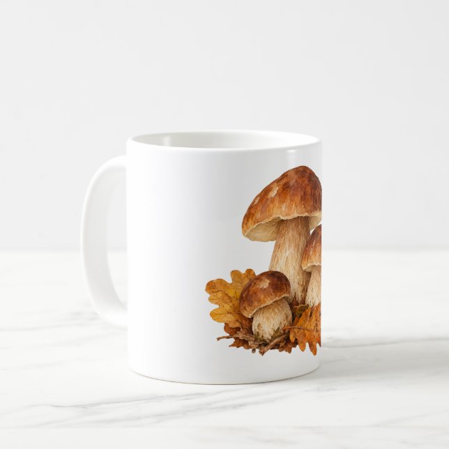 Svamp och nedfallna ekblad kaffemugg (Framsida vänster)