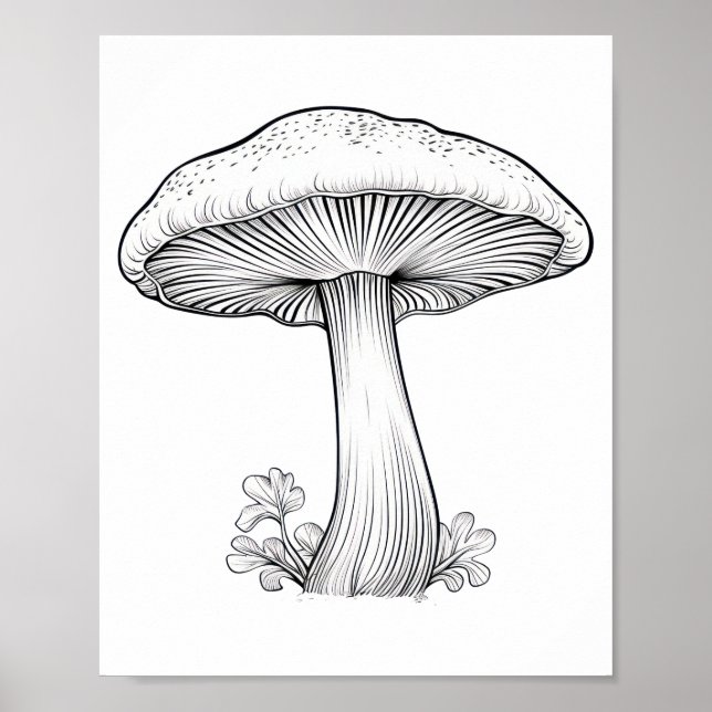 Svamp skiss  pennteckning , tecknad serie , träd poster (Framsidan)