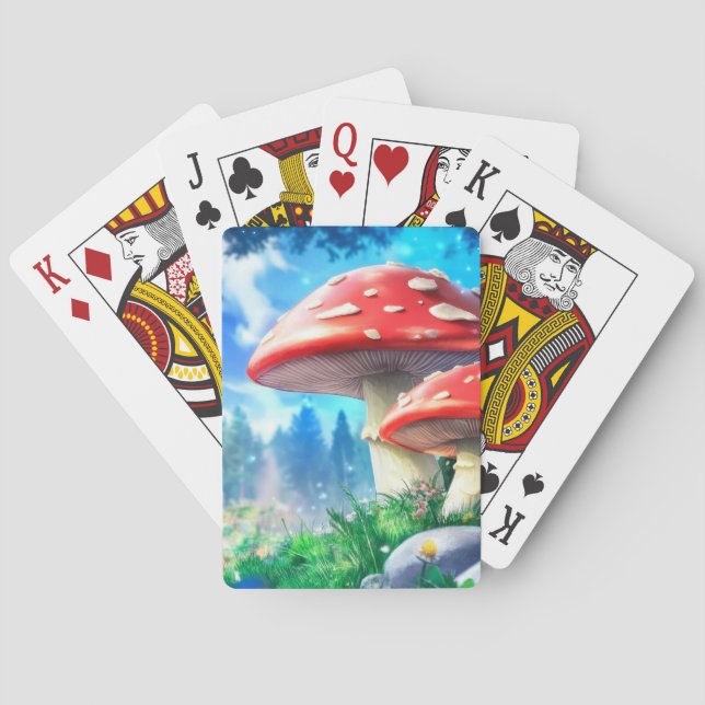 Svamp Skog Fantasi Konst Casinokort (Baksidan)