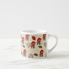 Svamp Skogsmark Röd Beige Espressomugg