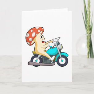 Svamp som motorcyklist med motorcykel kort