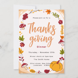 Svamp Thanksgiving Middagsinbjudan Inbjudningar