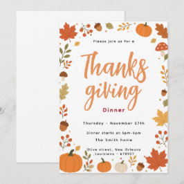 Svamp Thanksgiving Middagsinbjudan Inbjudningar