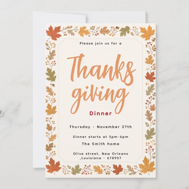 Svamp Thanksgiving Middagsinbjudan Inbjudningar (Framsida)