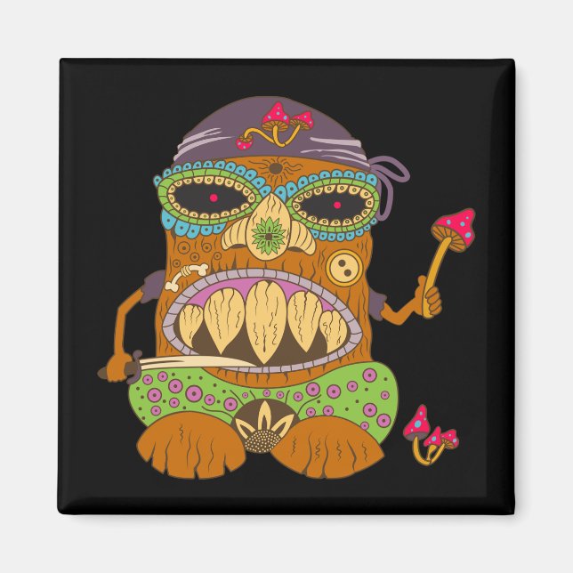 Svamp Tiki Kock, Rolig Svart Magnet (Framsidan)